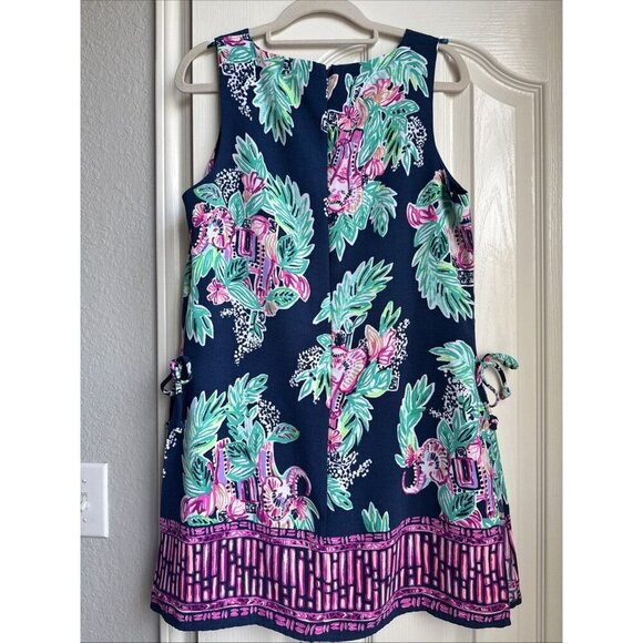 Lilly Pulitzer Size 6 Donna Inky Navy Purple Pink Green Floral Elephant Romper - Picture 5 of 8